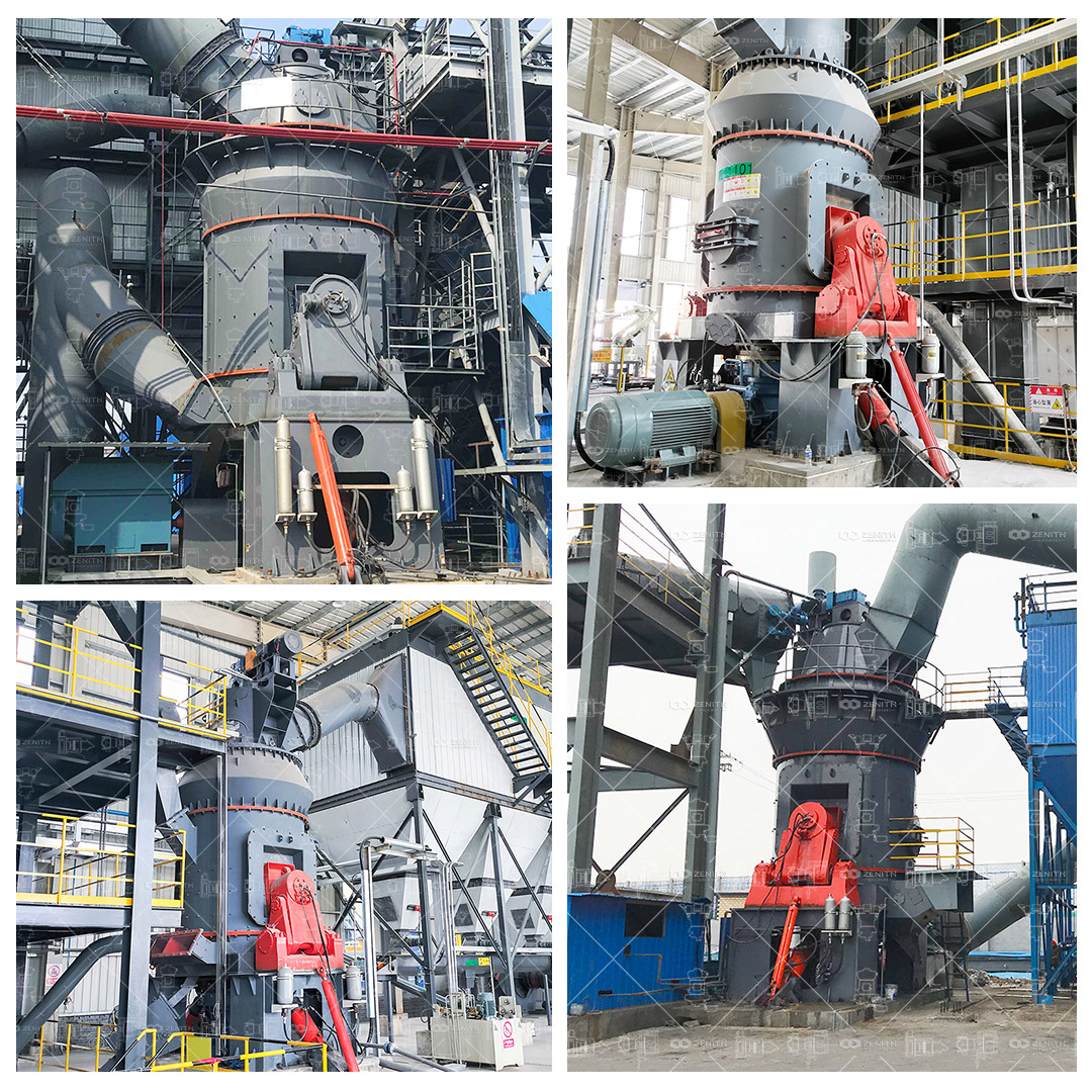 A complete industrial coal grinding plant setup with mills and ductwork.